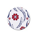 Folk flowers print Floral pattern Ethnic art Rubber Round Coaster (4 pack)