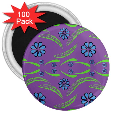 Folk flowers print Floral pattern Ethnic art 3  Magnets (100 pack) from ArtsNow.com Front