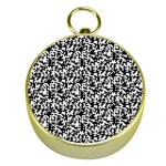 Black And White Qr Motif Pattern Gold Compasses
