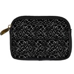 Pixel Grid Dark Black And White Pattern Digital Camera Leather Case