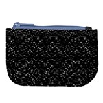 Pixel Grid Dark Black And White Pattern Large Coin Purse