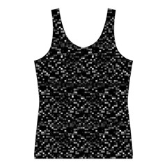 Pixel Grid Dark Black And White Pattern Sport Tank Top  from ArtsNow.com Front