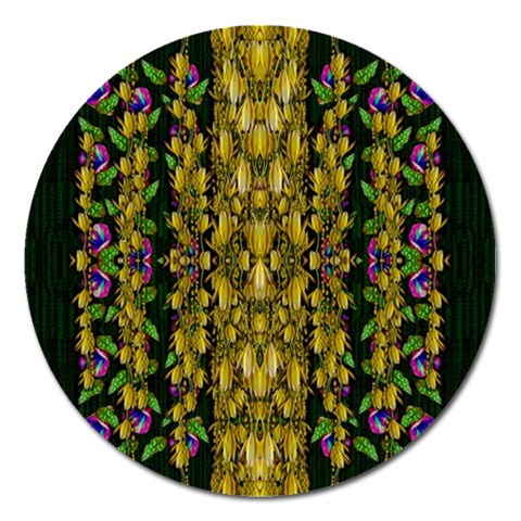 Fanciful Fantasy Flower Forest Magnet 5  (Round) from ArtsNow.com Front