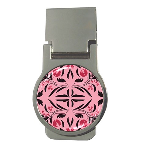 Floral folk damask pattern  Money Clips (Round)  from ArtsNow.com Front
