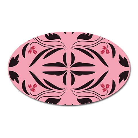 Floral folk damask pattern  Oval Magnet from ArtsNow.com Front