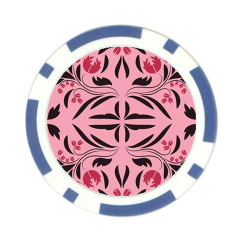 Floral folk damask pattern  Poker Chip Card Guard from ArtsNow.com Front