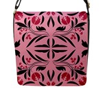 Floral folk damask pattern  Flap Closure Messenger Bag (L)