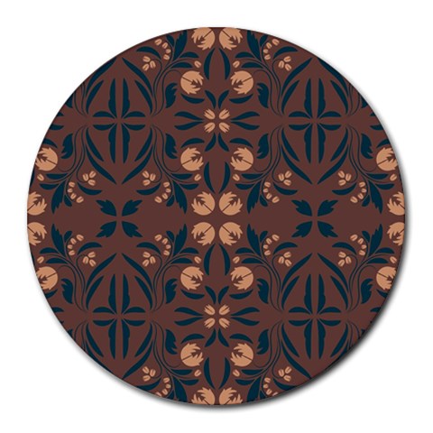 Floral folk damask pattern  Round Mousepads from ArtsNow.com Front