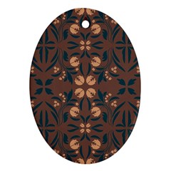 Floral folk damask pattern  Oval Ornament (Two Sides) from ArtsNow.com Back