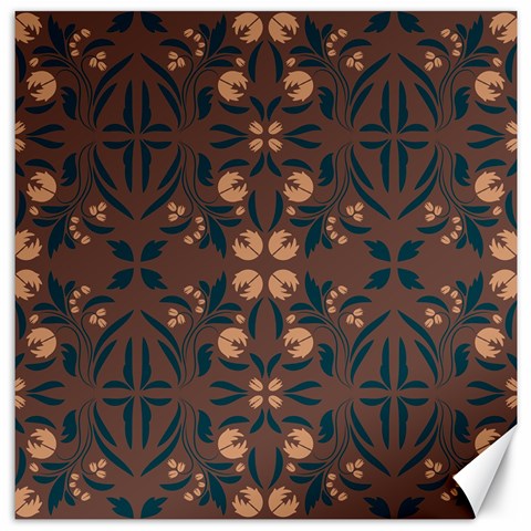 Floral folk damask pattern  Canvas 12  x 12  from ArtsNow.com 11.4 x11.56  Canvas - 1