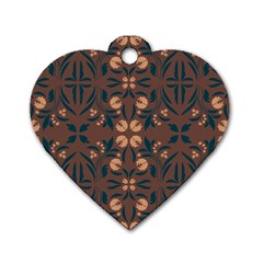 Floral folk damask pattern  Dog Tag Heart (Two Sides) from ArtsNow.com Front