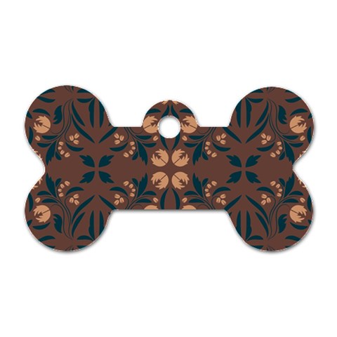 Floral folk damask pattern  Dog Tag Bone (One Side) from ArtsNow.com Front