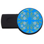 Floral folk damask pattern  USB Flash Drive Round (4 GB)