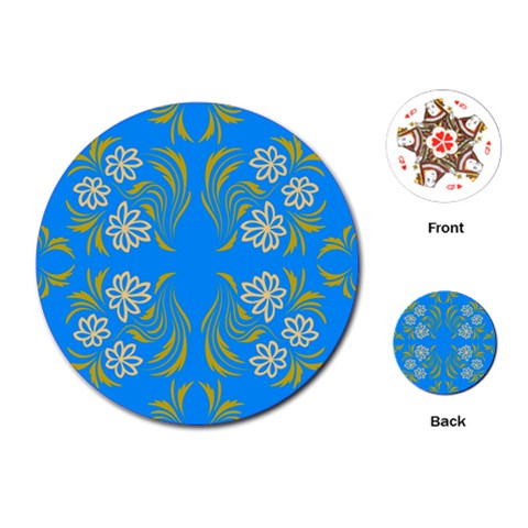 Floral folk damask pattern  Playing Cards Single Design (Round) from ArtsNow.com Front