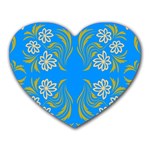 Floral folk damask pattern  Heart Mousepads