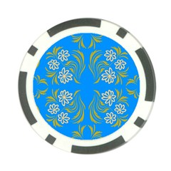 Floral folk damask pattern  Poker Chip Card Guard from ArtsNow.com Back