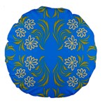 Floral folk damask pattern  Large 18  Premium Round Cushions