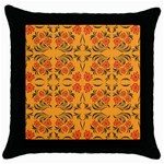Floral folk damask pattern  Throw Pillow Case (Black)