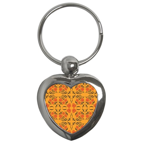Floral folk damask pattern  Key Chain (Heart) from ArtsNow.com Front