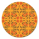 Floral folk damask pattern  Magnet 5  (Round)