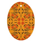 Floral folk damask pattern  Oval Ornament (Two Sides)