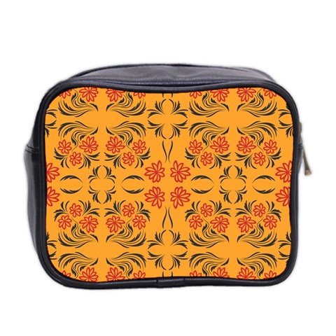 Floral folk damask pattern  Mini Toiletries Bag (Two Sides) from ArtsNow.com Back