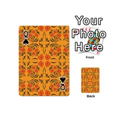 Queen Floral folk damask pattern  Playing Cards 54 Designs (Mini) from ArtsNow.com Front - SpadeQ