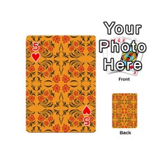 Floral folk damask pattern  Playing Cards 54 Designs (Mini) from ArtsNow.com Front - Heart5