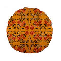 Floral folk damask pattern  Standard 15  Premium Round Cushions from ArtsNow.com Front