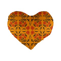 Floral folk damask pattern  Standard 16  Premium Heart Shape Cushions from ArtsNow.com Front