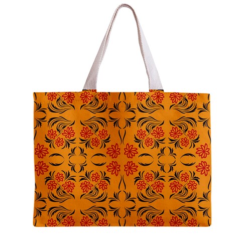 Floral folk damask pattern  Zipper Mini Tote Bag from ArtsNow.com Front
