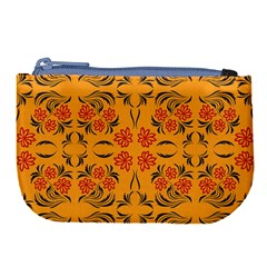 Floral folk damask pattern  Large Coin Purse from ArtsNow.com Front