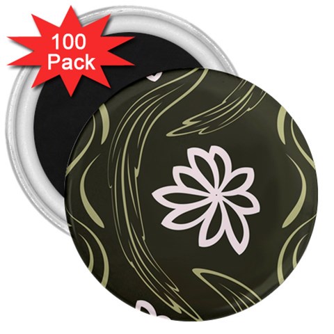 Folk flowers print Floral pattern Ethnic art 3  Magnets (100 pack) from ArtsNow.com Front