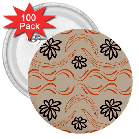 Folk flowers print Floral pattern Ethnic art 3  Buttons (100 pack)  from ArtsNow.com Front