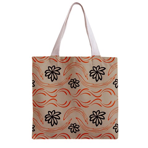 Folk flowers print Floral pattern Ethnic art Zipper Grocery Tote Bag from ArtsNow.com Front