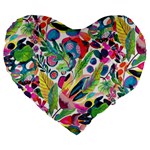 Floral Large 19  Premium Flano Heart Shape Cushions
