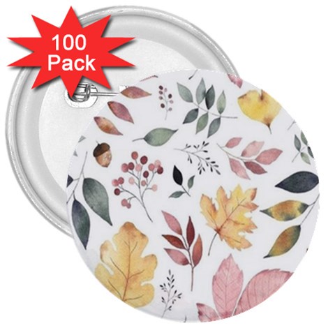 Flowers Pattern 3  Buttons (100 pack)  from ArtsNow.com Front