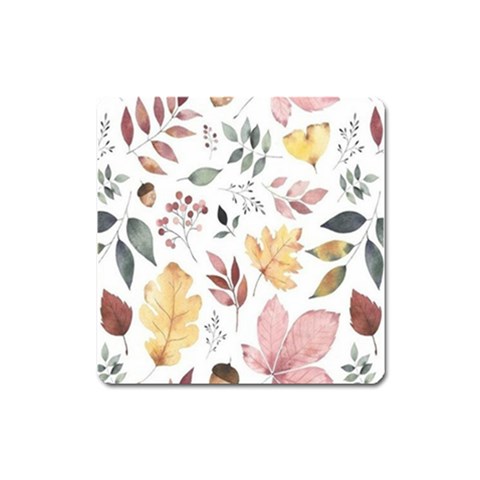 Flowers Pattern Square Magnet from ArtsNow.com Front
