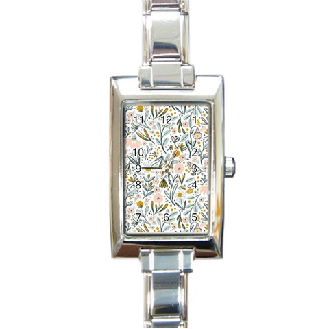 Floral Rectangle Italian Charm Watch from ArtsNow.com Front