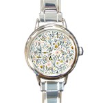 Floral Round Italian Charm Watch