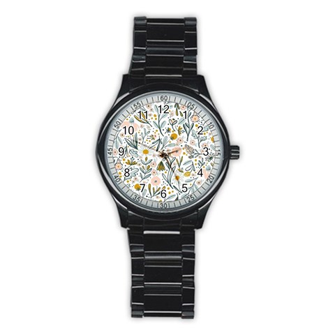 Floral Stainless Steel Round Watch from ArtsNow.com Front