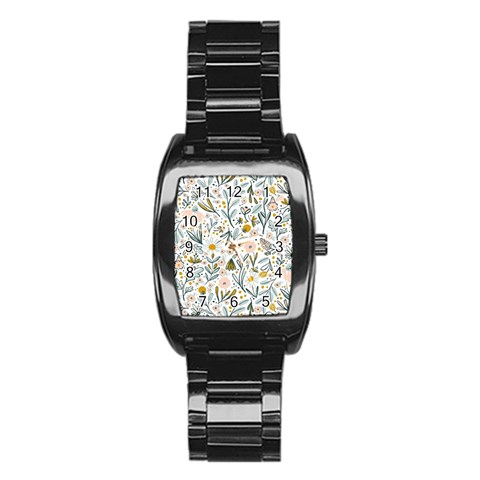 Floral Stainless Steel Barrel Watch from ArtsNow.com Front