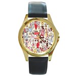 Retro Food Round Gold Metal Watch