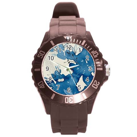 Floral Round Plastic Sport Watch (L) from ArtsNow.com Front