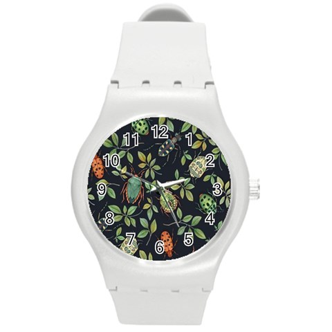 Nature With Bugs Round Plastic Sport Watch (M) from ArtsNow.com Front