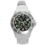 Nature With Bugs Round Plastic Sport Watch (L)