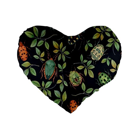 Nature With Bugs Standard 16  Premium Heart Shape Cushions from ArtsNow.com Front