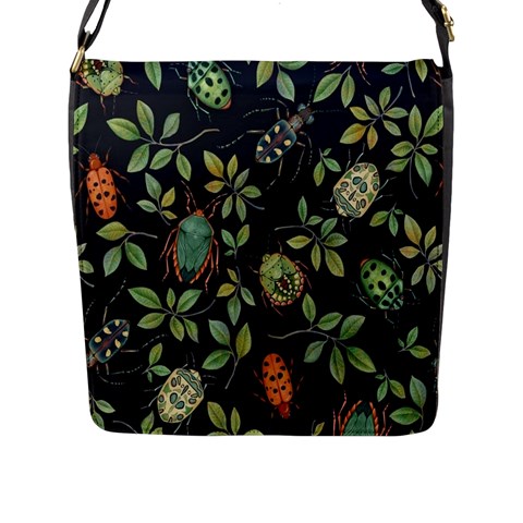 Nature With Bugs Flap Closure Messenger Bag (L) from ArtsNow.com Front