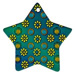 Yellow And Blue Proud Blooming Flowers Ornament (Star)