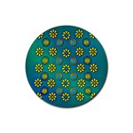 Yellow And Blue Proud Blooming Flowers Rubber Round Coaster (4 pack)